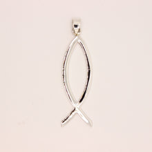 Load image into Gallery viewer, 925 Sterling Silver Plain Flat Vertical "Ichthus" Christian Fish Symbol Pendant
