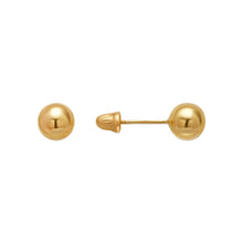 Load image into Gallery viewer, 14K Yellow or White Gold Ball Stud Earrings 5mm Wide 2grams Screw Backing
