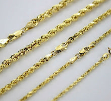 Load image into Gallery viewer, 10K Yellow Gold Hollow Rope Twist Chain Bracelet Men Women 2mm-5mm Size 7" 8" 9"
