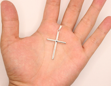 Load image into Gallery viewer, 925 Sterling Silver Simple Skinny Cylindrical Stick Cross Pendant
