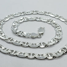 Load image into Gallery viewer, Sterling Silver D/C Flat Mariner Link Chain Necklace Bracelet Italy 8mm, 7"-30"
