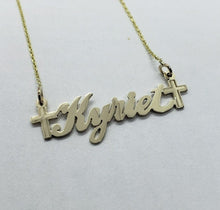 Load image into Gallery viewer, 14K Solid Yellow Gold Handmade Personalized Custom Name Pendant Charm with Cross
