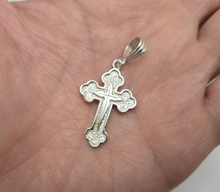Load image into Gallery viewer, 925 Sterling Silver Budded Edge Apostle's Cross Pendant 1 1/8 Inch Tall (28mm)
