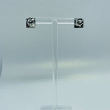 Load image into Gallery viewer, Sterling Silver Synthetic Blue Opal Square Stud Earrings
