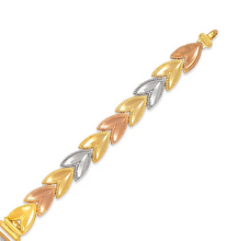 Load image into Gallery viewer, 14K Tri Color Gold 15 Anos Quinceanera Diamond Cut Faceted ID Bracelet 7mm/9mm
