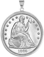 Load image into Gallery viewer, Sterling Silver Dollar Bezel 38 mm Coins Prong Back Round Edge Mexican Olympic
