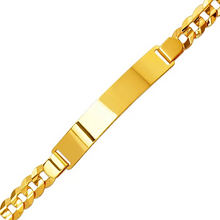 Load image into Gallery viewer, 14K Yellow Gold ID Bracelet 8mm ID 7mm Wide Curb Light Chain 8" 8.5" Engraving

