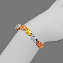 Load image into Gallery viewer, 14K Tricolor Gold Fancy Elephant High Polished Bracelet 8mm Wide 17.4g H-Clasp
