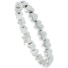Load image into Gallery viewer, 925 Sterling Silver Stampato Heart Link Necklace Bracelet Italy 10mm 7" to 18"
