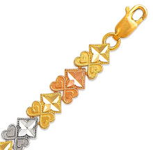 Load image into Gallery viewer, 14K Tri Color Gold Faceted Diamond Cut Bracelet 6mm 7" Chain Brazalete tricolor
