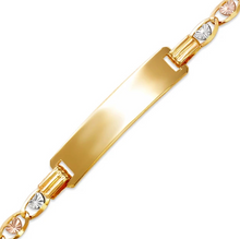 Load image into Gallery viewer, 14K Tri Color Gold Kids Love Heart ID Bracelet 6mm/4mm 6" Engraving Available
