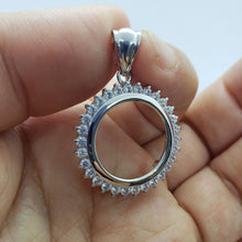 Load image into Gallery viewer, Sterling Silver Cubic Zirconia Dime Bezel CZ Halo 18 mm Coins Prong Back 10 cent
