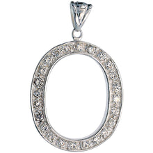 Load image into Gallery viewer, 925 Sterling Silver CZ Block Initial Letter Alphabet Pendant 1 5/8 Inch Wide
