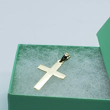 Load image into Gallery viewer, 10K Yellow Gold High Polish Simple Flat Cross Charm Pendant Crucifix 3 Sizes
