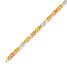 Load image into Gallery viewer, 14K Tri Color Gold Faceted Diamond Cut Bracelet 4 mm 7" Chain Heart Design
