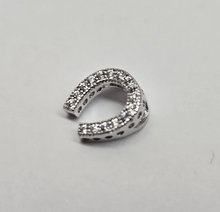 Load image into Gallery viewer, 925 Sterling Silver CZ Horseshoe Pendant Micro Pave 3/8 Inch (10mm) Tall
