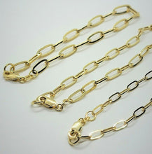 Load image into Gallery viewer, 14K Gold Hollow Paperclip Chain Necklace Bracelet 3.3mm 4.2mm 5mm 7" 18" 20"
