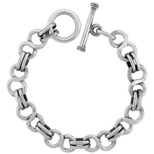 Load image into Gallery viewer, 925 Sterling Silver Figure 8 Link Bracelet Toggle Clasp 13mm, 8" to 9" Long
