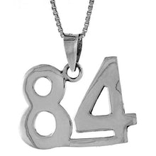 Load image into Gallery viewer, 925 Sterling Silver Number 84 Necklace 3/4 (19mm) Inch Tall, 2mm Curb Chain
