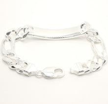 Load image into Gallery viewer, 925 Sterling Silver Personalized Custom Engraved Figaro Link ID Bracelet 11mm
