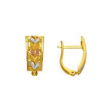 Load image into Gallery viewer, 14K Real Gold Tri-Color Diamond Cut Round Hoop 8mm Huggie Earrings 6 Styles
