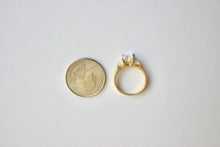 Load image into Gallery viewer, Authentic 14K Yellow Gold Ring CZ Square Design Size 5.5 to 8.5 Gift Ready
