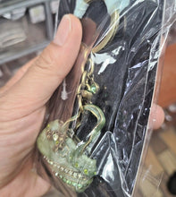 Load image into Gallery viewer, Green Purse Handbag Key Chain Crystal Golden Key Ring 4 inches Long 33mm Round
