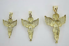 Load image into Gallery viewer, Authentic 10K Yellow Gold Praying Angel Pendant Charm Diamond Cut 3 Sizes S/M/L
