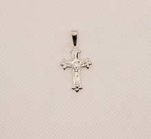 Load image into Gallery viewer, 925 Sterling Silver Dainty Fleuree Crucifix Cross Pendant
