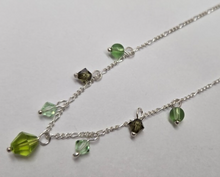 Load image into Gallery viewer, 925 Sterling Silver Anklet with Peridot Beads Bicone Crystal, Fits 9"-10" Ankles
