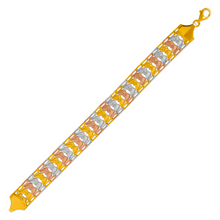 Load image into Gallery viewer, 14K Tricolor Gold Bohemian Style Gypsy Boho Hand Chain Bracelet 12.5mm 7"~8"
