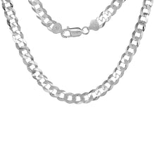 Load image into Gallery viewer, 925 Sterling Silver Beveled Edges Flat Curb Link Chain Necklace 9mm 8" to 28"
