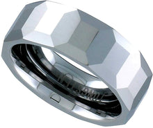 Load image into Gallery viewer, Tungsten Carbide 8mm Faceted Dome Wedding Band Ring Octagon Patterns Size 5~14
