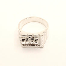 Load image into Gallery viewer, 925 Sterling Silver Large Diamond Cut Finish Square Nugget Ring 9/16 Inch Wide
