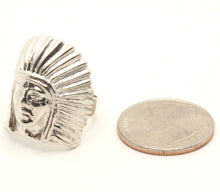 Load image into Gallery viewer, 925 Sterling Silver Large Diamond Cut Finish Native American Bonnet Head Ring
