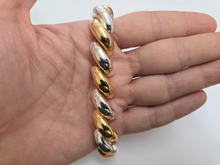 Load image into Gallery viewer, 925 Sterling Silver Two Tone Gold-Plated San Marco Necklace Bracelet 14mm 7"-18"
