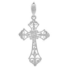 Load image into Gallery viewer, 925 Sterling Silver Filigree Cross Pendant Religious High Quality 1 3/8 inch
