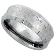 Load image into Gallery viewer, Tungsten Carbide 8 mm Concaved Wedding Band Ring Etched Celtic Dragon Pattern
