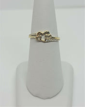 Load image into Gallery viewer, 14K Yellow Gold Three Hearts Promise Ring with CZ Women Size 5 - 9
