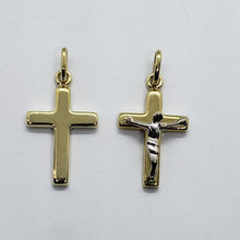Load image into Gallery viewer, Authentic 14K Yellow Gold Cross Pendant with/out white gold Jesus 2 Styles
