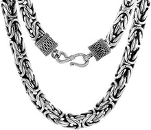 Load image into Gallery viewer, 10mm Sterling Silver Round BYZANTINE Chain Necklace Bracelet Antiqued Finish
