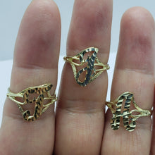 Load image into Gallery viewer, 10K YELLOW GOLD Cursive Letter Initial Ring for Women Alphabet A-Z Size 6-10.5
