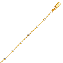 Load image into Gallery viewer, 14K Two Tone Gold Bead Rolo Chain Bracelet Anklet Diamond Cut 2mm Link 7" 10"
