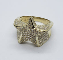 Load image into Gallery viewer, 10K Yellow Gold 20.5mm Big Star Shaped Ring Band for Men Size 9 -11
