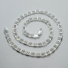 Load image into Gallery viewer, Sterling Silver D/C Flat Mariner Link Chain Necklace Bracelet Italy 8mm, 7"-30"
