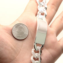 Load image into Gallery viewer, 925 Sterling Silver Personalized Custom Engraved Figaro Link ID Bracelet 14mm
