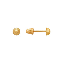 Load image into Gallery viewer, 14K Yellow or White Gold Diamond Cut Ball Stud Earrings 3mm Wide Screw Backing
