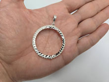 Load image into Gallery viewer, 925 Sterling Silver Rope Edge Mexican 1 Peso Coin Bezel 34mm Prong Back
