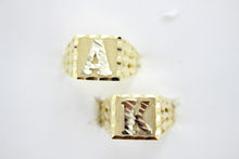 Load image into Gallery viewer, Authentic 14k Solid Yellow Gold Plate Initial Alphabet Ring Band Size 7 to 13
