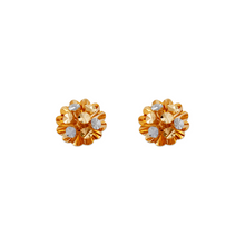 Load image into Gallery viewer, 14K Real Two Tone Gold Small Diamond Cut Flower Stud Earrings 8mm
